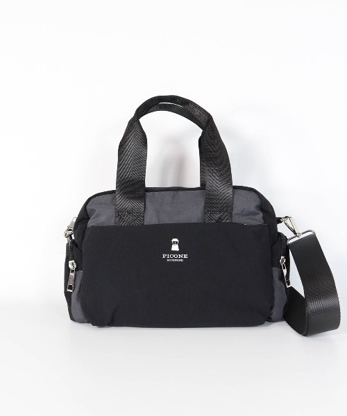 STUDIO PICONE(スタジオピッコーネ)の「バイカラー撥水ハンドバック(ショルダーバッグ・レディース・ネイビー/ブラック/ブラウン/ライトグレー・FREE)」の2枚目の写真