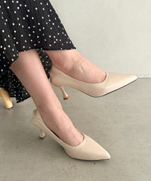 しぼ感PUシンプルヒール パンプス