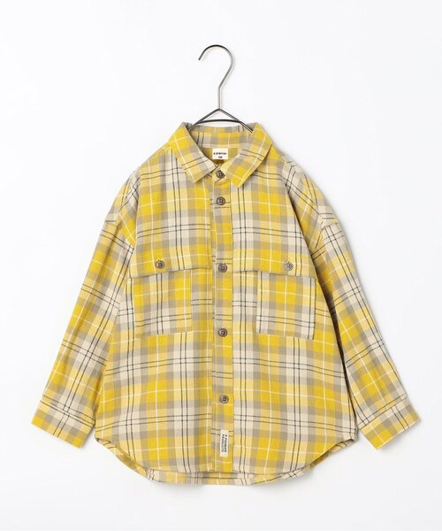 p.premier（ピードットプルミエ）の「【リンク】フランネルチェックオーバーシルエットシャツ（シャツ/ブラウス・キッズ・ブルー/グレー/イエロー/レッド・120/130/140/80/110/90/100）」の3枚目の写真