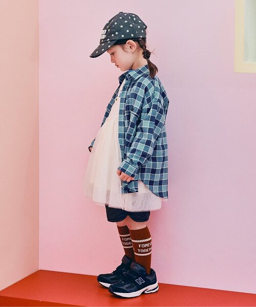 p.premier（ピードットプルミエ）の「【リンク】フランネルチェックオーバーシルエットシャツ（シャツ/ブラウス・キッズ・ブルー/グレー/イエロー/レッド・120/130/140/80/110/90/100）」の7枚目の写真
