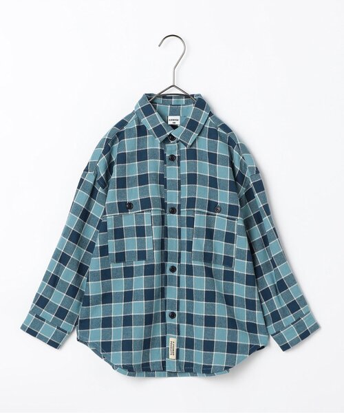 p.premier（ピードットプルミエ）の「【リンク】フランネルチェックオーバーシルエットシャツ（シャツ/ブラウス・キッズ・ブルー/グレー/イエロー/レッド・120/130/140/80/110/90/100）」の5枚目の写真