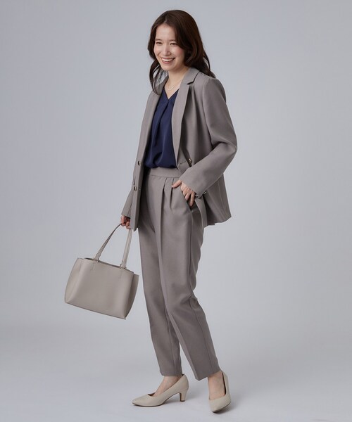 SHOO・LA・RUE(シューラルー)の「【セットアップ可/通勤/洗濯機可/SS-LL】オンオフ使える ダブルブレストジャケット(テーラードジャケット・レディース・ブラウン系その他/ネイビー・01/02/03/04/10)」の7枚目の写真
