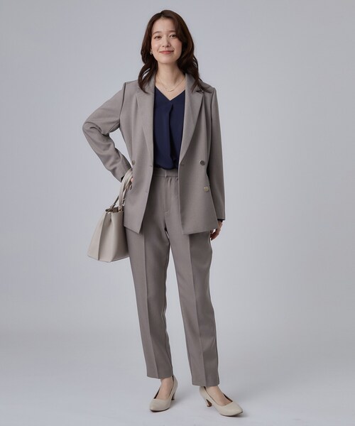 SHOO・LA・RUE(シューラルー)の「【セットアップ可/通勤/洗濯機可/SS-LL】オンオフ使える ダブルブレストジャケット(テーラードジャケット・レディース・ブラウン系その他/ネイビー・01/02/03/04/10)」の8枚目の写真