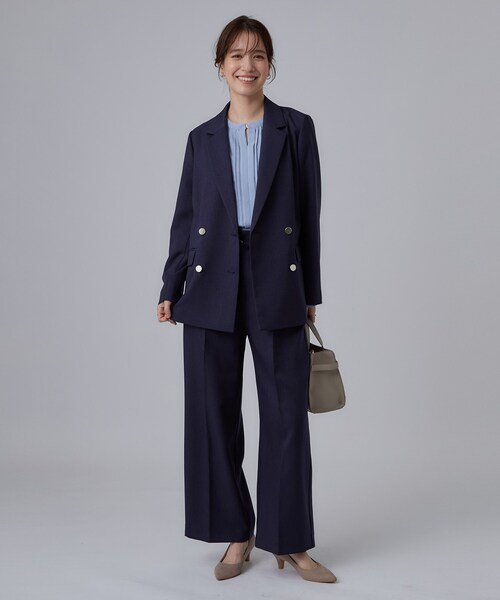 SHOO・LA・RUE(シューラルー)の「【セットアップ可/通勤/洗濯機可/SS-LL】オンオフ使える ダブルブレストジャケット(テーラードジャケット・レディース・ブラウン系その他/ネイビー・01/02/03/04/10)」の12枚目の写真