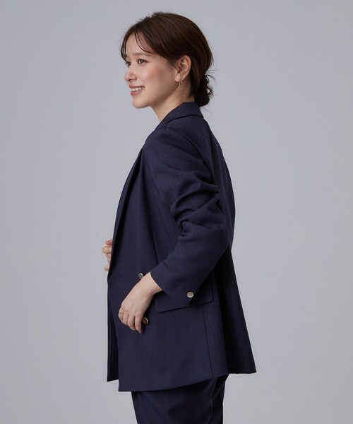 SHOO・LA・RUE(シューラルー)の「【セットアップ可/通勤/洗濯機可/SS-LL】オンオフ使える ダブルブレストジャケット(テーラードジャケット・レディース・ブラウン系その他/ネイビー・01/02/03/04/10)」の14枚目の写真