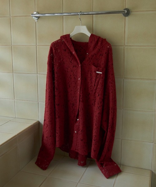 JOSE MOON(ジョゼムーン)の「HOODIE LACE SHIRTS(シャツ/ブラウス・レディース・レッド/ブラック/ホワイト/ブラウン・FREE)」の4枚目の写真