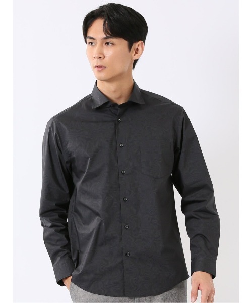 TAKA-Q(タカキュー)の「シャツ 長袖 メンズ ストレッチ 綿混 ブロード ワイドカラー プリント 総柄 ゼブラ(シャツ/ブラウス・メンズ・ブラック・LARGE/X-LARGE/MEDIUM)」の1枚目の写真
