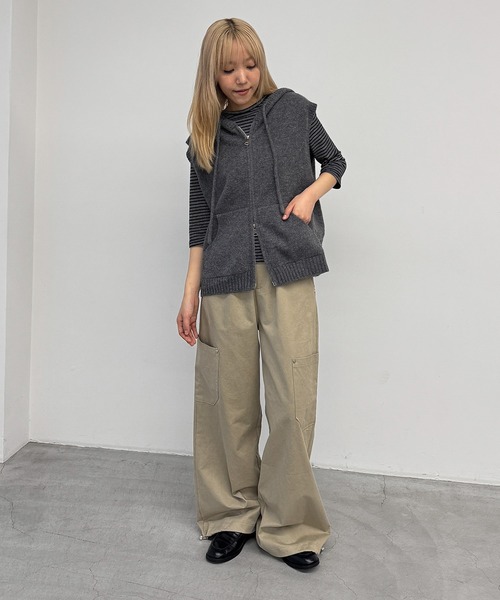 CANAL JEAN(キャナルジーン)の「El mar パーカーニットベスト(ベスト・レディース・チャコールグレー/グレー/ブラウン・ONE SIZE)」の8枚目の写真