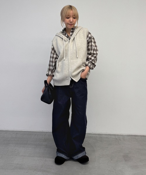 CANAL JEAN(キャナルジーン)の「El mar パーカーニットベスト(ベスト・レディース・チャコールグレー/グレー/ブラウン・ONE SIZE)」の16枚目の写真