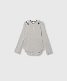 THINGS THAT MATTER | EYELET MESH NOTCH HENRY NECK TOPS / アイレット メッシュ ノッチ ヘンリー ネック トップス(Tシャツ/カットソー)