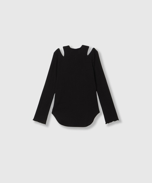 THINGS THAT MATTER（シングス ザット マター）の「EYELET MESH NOTCH HENRY NECK TOPS / アイレット メッシュ ノッチ ヘンリー ネック トップス（Tシャツ/カットソー・レディース・アイボリー/ブラック/グレー・FREE）」の11枚目の写真