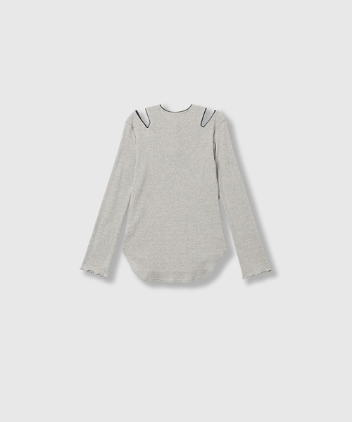 THINGS THAT MATTER（シングス ザット マター）の「EYELET MESH NOTCH HENRY NECK TOPS / アイレット メッシュ ノッチ ヘンリー ネック トップス（Tシャツ/カットソー・レディース・アイボリー/ブラック/グレー・FREE）」の16枚目の写真