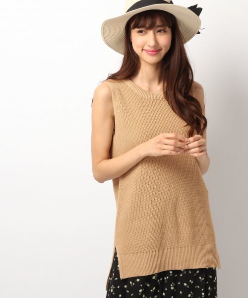 Heather（ヘザー）の「アゼアミスリットノースリーブ　716287（ニット/セーター・レディース・オフホワイト/キャメル/カーキ・FREE）」の3枚目の写真
