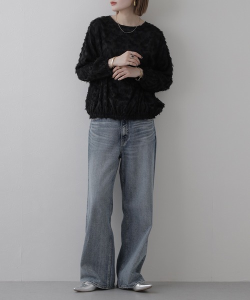 EGLANTINE(エグランティーヌ)の「EGLANTINE ジャガードブラウスプルオーバー 長袖(Tシャツ/カットソー・レディース・オフホワイト/ブルーグリーン・38)」の20枚目の写真
