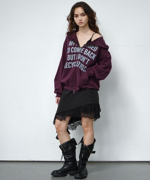Midnight Move(ミッドナイトムーブ)の「A'GEM/9 × .kom 『MIDNIGHT MOVE/ミッドナイトムーブ』レタージップアップパーカー(パーカー・レディース・グリーン/パープル/イエロー・FREE)」の8枚目の写真