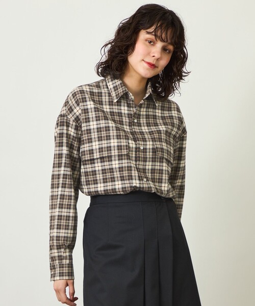 MACKINTOSH PHILOSOPHY(マッキントッシュ フィロソフィー)の「GREY LABEL フランネルチェックシャツ(シャツ/ブラウス・レディース・グリーン/ベージュ系その他4・2)」の2枚目の写真