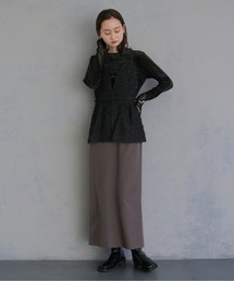 【&g'aime 】ジャガードドッキングワンピース Jacquard Docking Dress