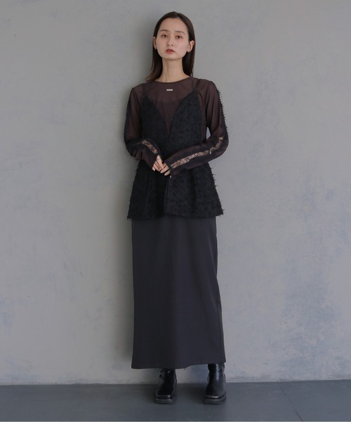 &g'aime（アンジェム）の「【&ｇ'aime 】ジャガードドッキングワンピース　Jacquard Docking Dress（ワンピース・レディース・ブラック/ブラウン・FREE）」の14枚目の写真
