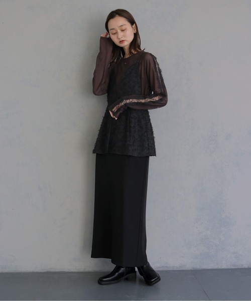 &g'aime（アンジェム）の「【&ｇ'aime 】ジャガードドッキングワンピース　Jacquard Docking Dress（ワンピース・レディース・ブラック/ブラウン・FREE）」の15枚目の写真