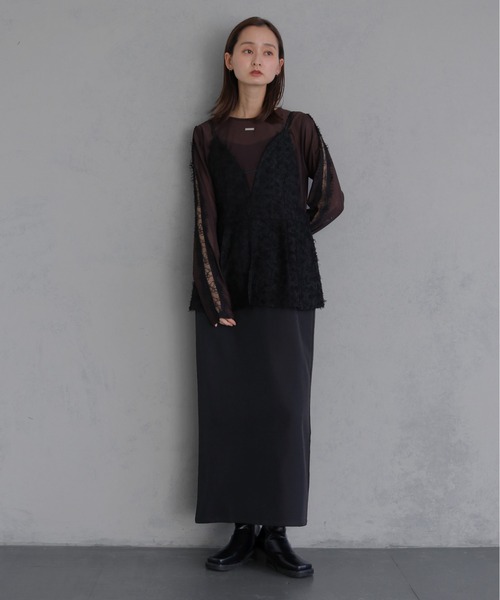 &g'aime（アンジェム）の「【&ｇ'aime 】ジャガードドッキングワンピース　Jacquard Docking Dress（ワンピース・レディース・ブラック/ブラウン・FREE）」の13枚目の写真