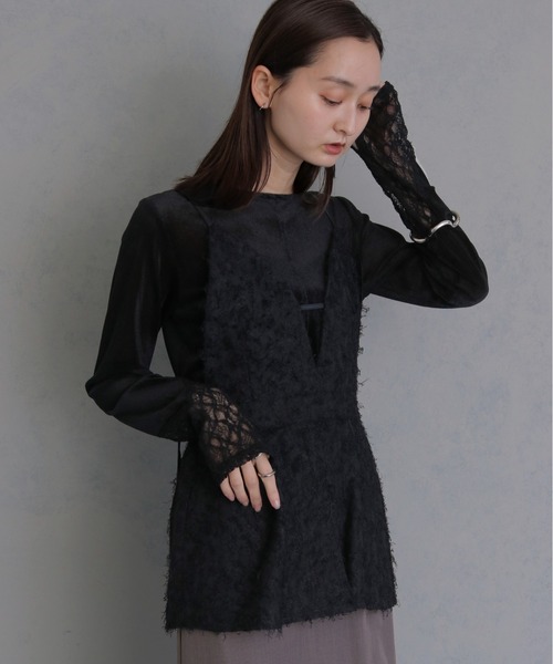 &g'aime（アンジェム）の「【&ｇ'aime 】ジャガードドッキングワンピース　Jacquard Docking Dress（ワンピース・レディース・ブラック/ブラウン・FREE）」の4枚目の写真