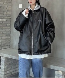 ビックシルエットアソートリバーシブル2WAYフェイクレザーブルゾン