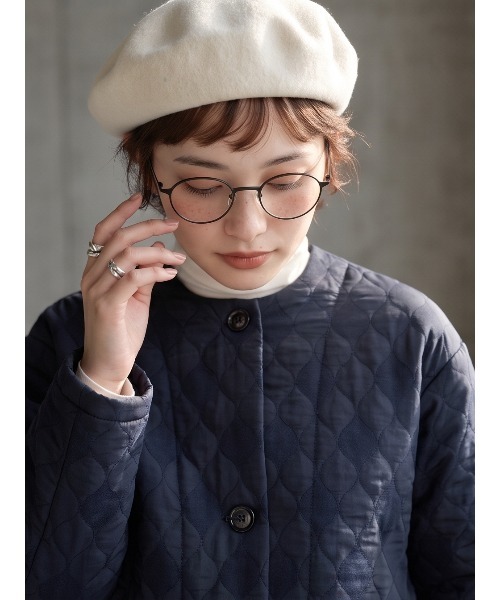Sew loop(ソーループ)の「キルティング風ジャガード ノーカラージャケット(ノーカラージャケット・レディース・ネイビー/ブラウン・L/M)」の8枚目の写真