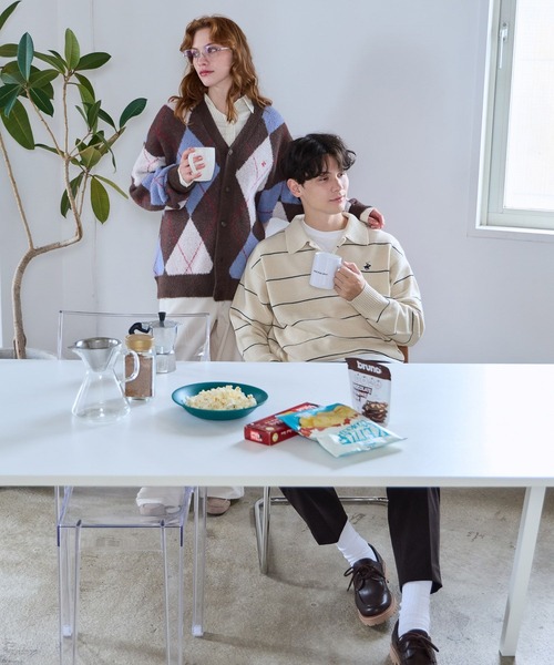 GLOBAL WORK（グローバルワーク）の「【BEVERLY HILLS POLO CLUB】UNISEX/ニットポロプルオーバー/685693（ニット/セーター・メンズ・ネイビー/アイボリー・LARGE/MEDIUM/SMALL）」の5枚目の写真