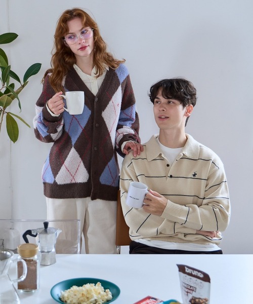 GLOBAL WORK（グローバルワーク）の「【BEVERLY HILLS POLO CLUB】UNISEX/ニットポロプルオーバー/685693（ニット/セーター・メンズ・ネイビー/アイボリー・LARGE/MEDIUM/SMALL）」の8枚目の写真