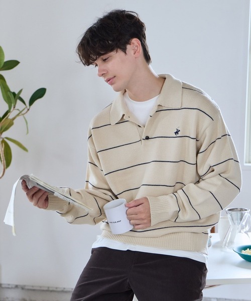 GLOBAL WORK（グローバルワーク）の「【BEVERLY HILLS POLO CLUB】UNISEX/ニットポロプルオーバー/685693（ニット/セーター・メンズ・ネイビー/アイボリー・LARGE/MEDIUM/SMALL）」の12枚目の写真