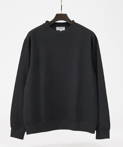 ABAHOUSE GRAY(アバハウスグレイ)の「【ソフトタッチ】フクレ アーガイル ジャガード プルオーバー(Tシャツ/カットソー・メンズ・ブラック/ホワイト/ネイビー・48/46)」の2枚目の写真