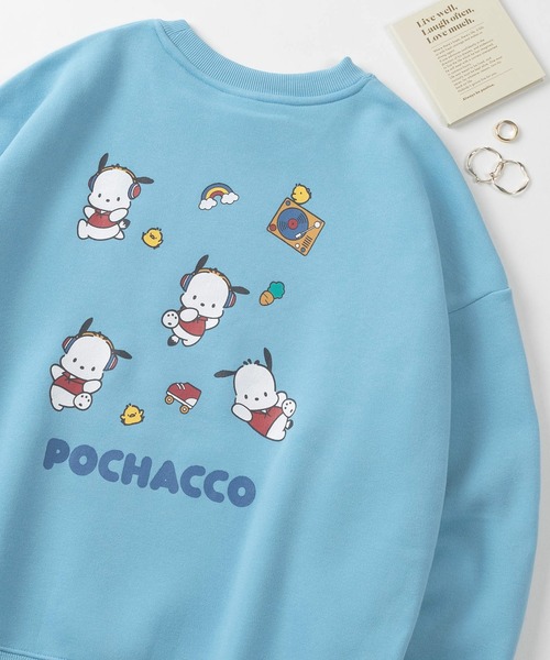 sanrio(サンリオ)の「【71】【Sanrio/サンリオ】サンリオキャラクターズ バックプリント クルーネック スウェット/トレーナー/ハローキティ/ポチャッコ/クロミ/はなまるおばけ/キャラクター/ワイドシルエット/裏起毛/Y2K/レディース(スウェット・レディース・オートミール/サックスブルー/パープル/イエロー・M/L)」の2枚目の写真