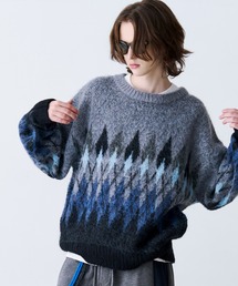 【UNISEX】ARGYLE SHAGGY KNIT/アーガイルシャギーニット