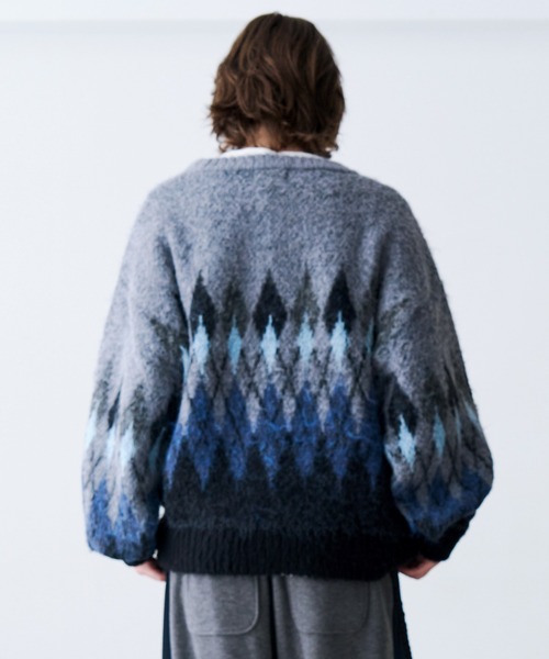 SeeSew(シーソー)の「【UNISEX】ARGYLE SHAGGY KNIT/アーガイルシャギーニット(ニット/セーター・メンズ・グレー/ミント・M/L)」の11枚目の写真