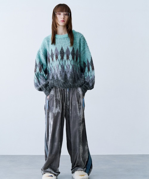 SeeSew(シーソー)の「【UNISEX】ARGYLE SHAGGY KNIT/アーガイルシャギーニット(ニット/セーター・メンズ・グレー/ミント・M/L)」の16枚目の写真