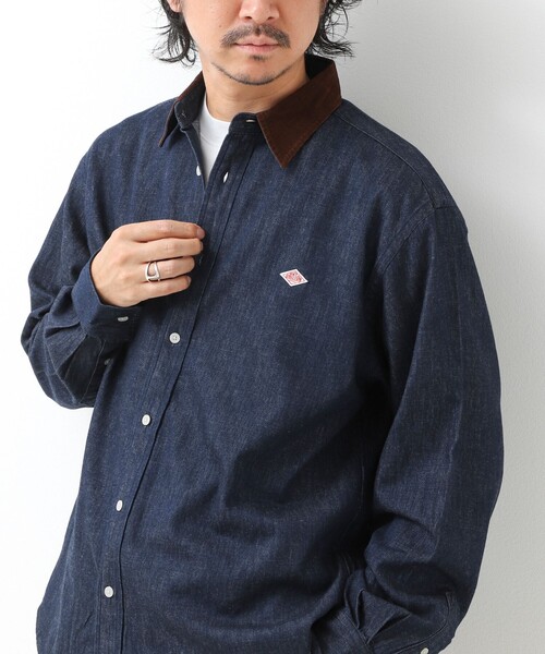 DANTON(ダントン)の「【DANTON/ダントン】LIGHT DENIM 切替デニムシャツ(DT-B0478 SDM)(シャツ/ブラウス・メンズ・ネイビー/ブラック・42/40/38)」の4枚目の写真