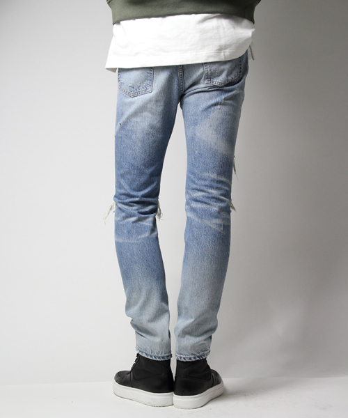 JACKROSE（ジャックローズ）の「【日本製】ハードダメージタイトストレートデニム（デニムパンツ・メンズ・サックスブルー・M/L/XL/S）」の15枚目の写真