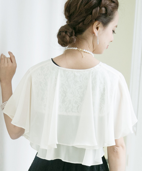 PourVous（プールヴー）の「バタフライレースボレロ結婚式対応オケージョン（ノーカラージャケット・レディース・ブラック/アイボリー・L/M）」の13枚目の写真