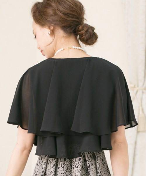 PourVous（プールヴー）の「バタフライレースボレロ結婚式対応オケージョン（ノーカラージャケット・レディース・ブラック/アイボリー・L/M）」の10枚目の写真