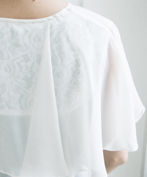 PourVous（プールヴー）の「バタフライレースボレロ結婚式対応オケージョン（ノーカラージャケット・レディース・ブラック/アイボリー・L/M）」の9枚目の写真