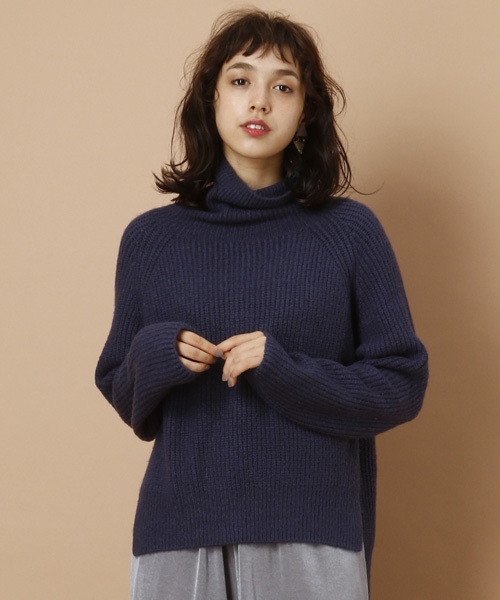 mystic（ミスティック）の「タートルニットプルオーバー（ニット/セーター・レディース・キャメル/ピンク/ブラック/グレー/ブルー・ﾌﾘ-）」の3枚目の写真