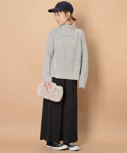 mystic（ミスティック）の「タートルニットプルオーバー（ニット/セーター・レディース・キャメル/ピンク/ブラック/グレー/ブルー・ﾌﾘ-）」の10枚目の写真