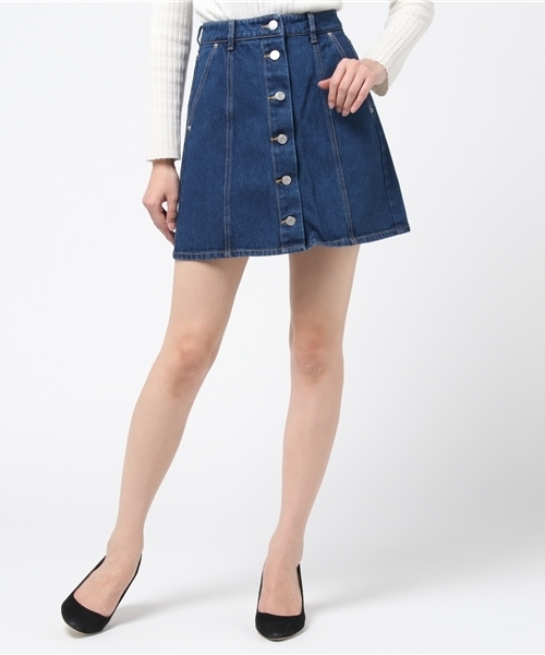 DING(ディング)の「DING/台形ミニスカート(デニムスカート・レディース・インディゴブルー/ブラック・FREE)」の13枚目の写真