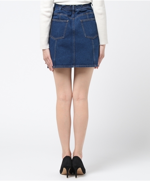 DING(ディング)の「DING/台形ミニスカート(デニムスカート・レディース・インディゴブルー/ブラック・FREE)」の5枚目の写真