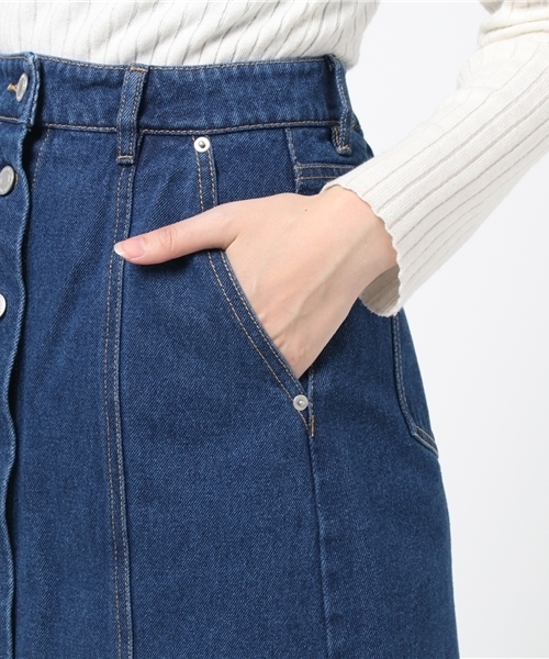 DING(ディング)の「DING/台形ミニスカート(デニムスカート・レディース・インディゴブルー/ブラック・FREE)」の8枚目の写真