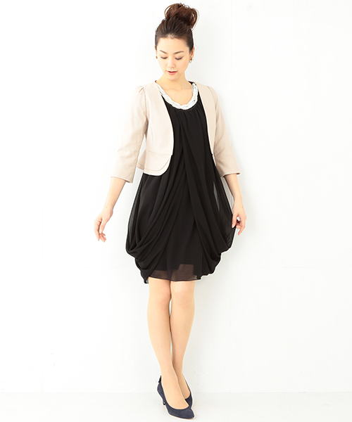 Ray BEAMS（レイビームス）の「Ray BEAMS / ビジュー付き レイヤーワンピース（ドレス・レディース・ブラック/ベージュ・ONE SIZE）」の19枚目の写真