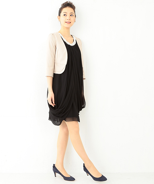 Ray BEAMS（レイビームス）の「Ray BEAMS / ビジュー付き レイヤーワンピース（ドレス・レディース・ブラック/ベージュ・ONE SIZE）」の20枚目の写真