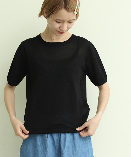 bulle de savon(ビュルデサボン)の「LEVITA クルーP.O(ニット/セーター・レディース・サックスブルー/ブラック/ピンク・FREE)」の1枚目の写真