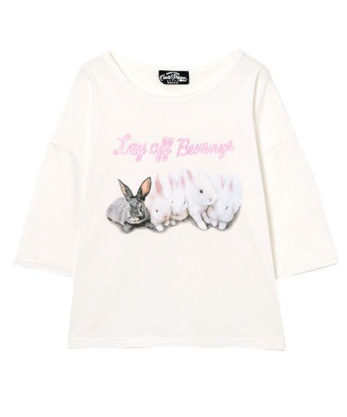 Candy Stripper(キャンディストリッパー)の「LAY OFF BUNNYS BIG TEE(Tシャツ/カットソー・レディース・ブラック/ライトブルー/オフホワイト/ピンク・2)」の1枚目の写真