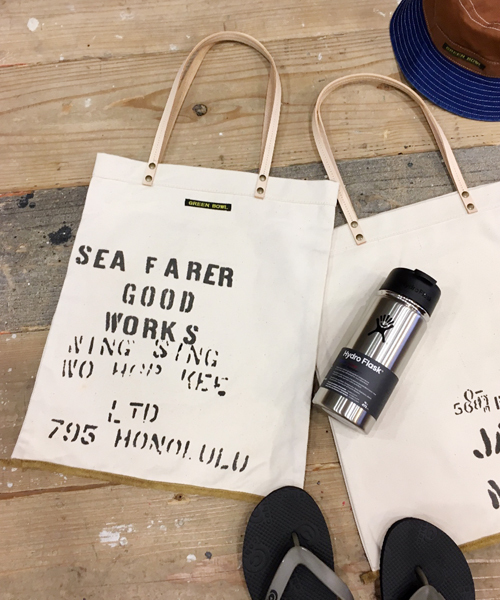 GREEN BOWL（グリーンボウル）の「GREEN BOWL Canvas Logo Tote Bag/グリーンボウルキャンバスロゴトートバッグ（トートバッグ・メンズ・キナリ/ネイビー・FREE）」の12枚目の写真